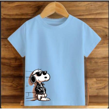 Çocuk Mavi Pamuklu Baskili T-shirt